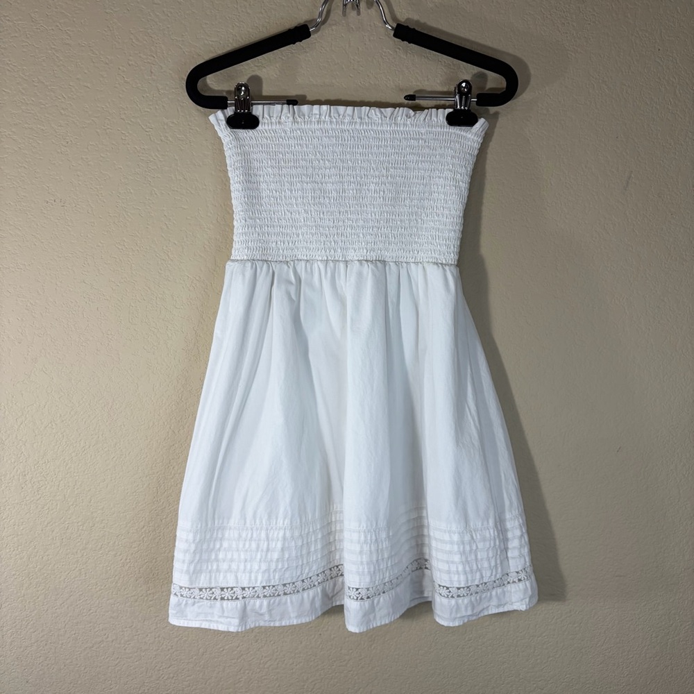 American Eagle White tube top dress sz XS Y2K Preppy Bridal Vacay